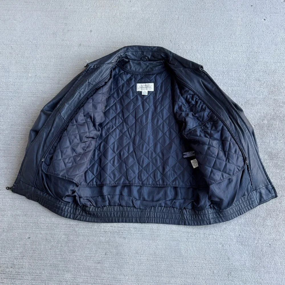 VTG 90's St. Johns Bay Black Genuine Leather Bomber Aviator Flight Jacket Coat M - Picture 7 of 13